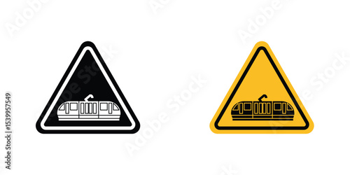 Tramway caution traffic sign