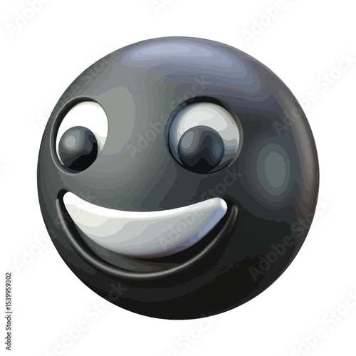 3D happy black emoji face with expressive smiley looks great for social media, messaging, and digital reactions.