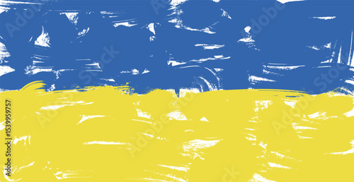 Abstract panoramic background blue-orange line flag of Ukraine with brush strokes of paint - Vector illustration
