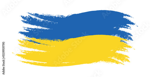 Blue-orange brush strokes of paint flag of Ukraine on a white background - Vector illustration