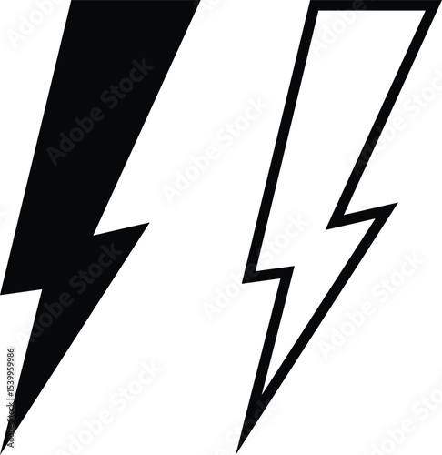 Lightning bolts set, thunderbolt and short circuit icons, electric discharge and lightning strike, vector flash thunder power icon set. Flash lightning bolt symbol. Energy power sign Lightning Bolt
