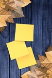 Autumn leaves with yellow note