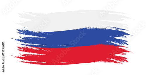 Paint smear in the colors of the Russian flag on a white background - Vector illustration