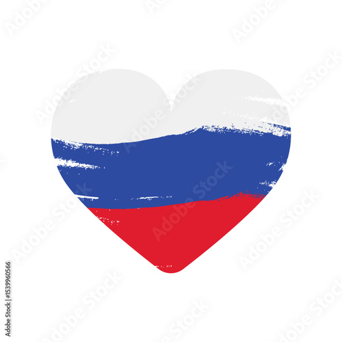 Heart in the colors of the Russian flag on a white background - Vector illustration