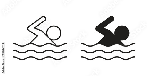 Swimming icon Logos. Flat Vector Icon Design Template