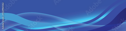Blue abstract curve wavy horizontal banner template design