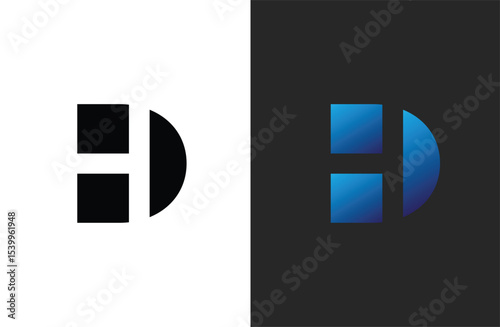 Creative letter HD logo design with negative space style, clean and clever design, vector illustration