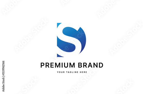 Creative letter SD logo design with negative space style, clean and clever design, vector illustration