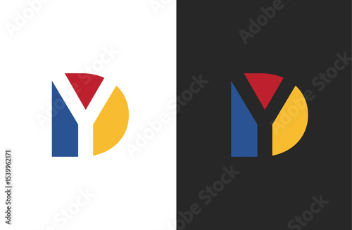 Creative letter YD logo design with negative space style, clean and clever design, vector illustration