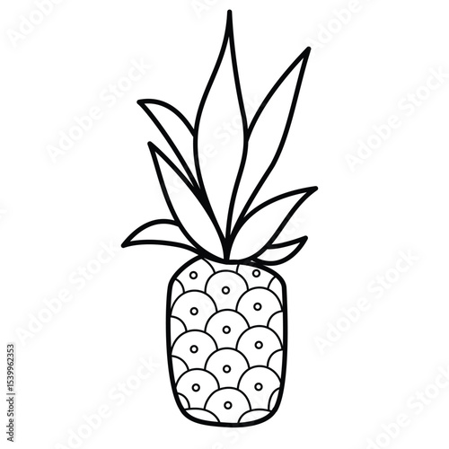 Pineapple fruit line art vector illustration isolated