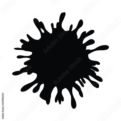 Black Ink Splotch Abstract Background Design Element