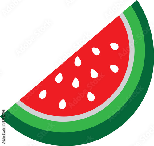 Juicy watermelon slice vector illustration on white background