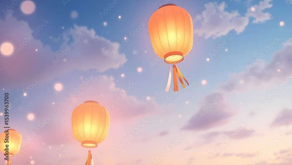Fototapeta premium Twilight Atmosphere Warm Lantern