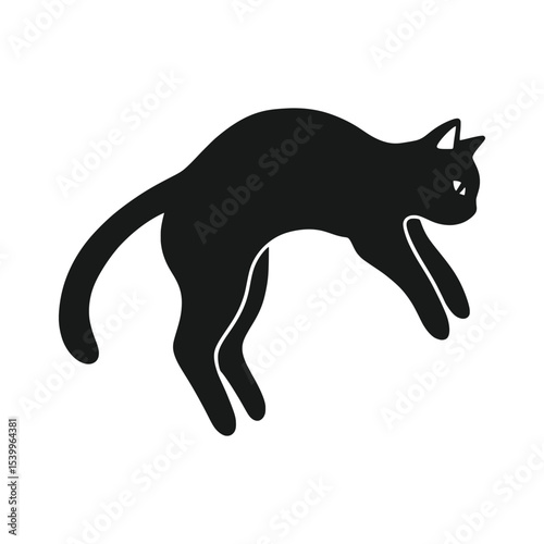 Sneaky black cat walking with cautious posture – Vector Illustration
