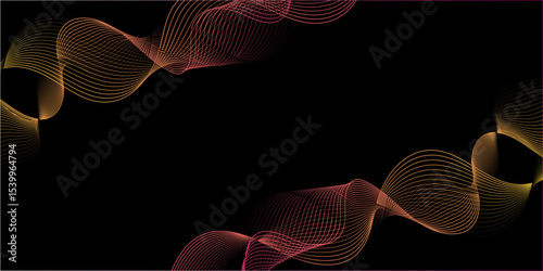 Abstract black background with colorful line. Modern template abstract design flowing particles digital frequency track equalizer. abstract wave line for banner, wallpaper background with wave design
