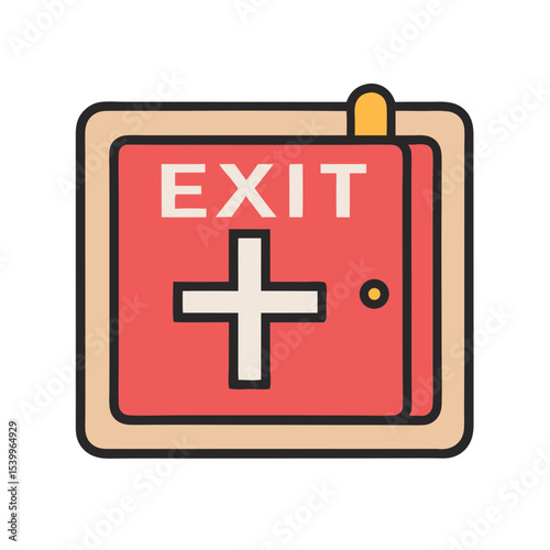 Emergency Exit Door Sign with Green Background and Simple Design Elements