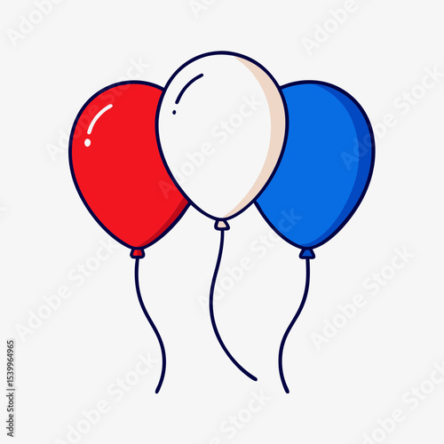 Red, white, and blue balloons floating in the air, party theme