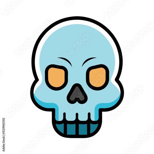 Cute and colorful stylized skull illustration on a white and black background