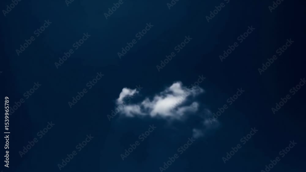 Single white fluffy cloud slowly dissipates and vanishes against a clear deep blue sky, symbolizing concepts of impermanence, data storage, or the fleeting nature of thoughts and time