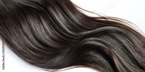 Close-up view of healthy, dark brown human hair.