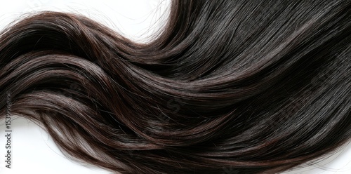 Close-up view of healthy, dark brown human hair.