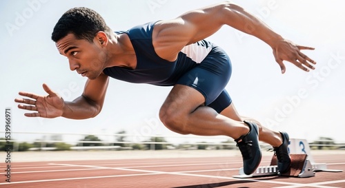 Intense sprinter poised for a track burst