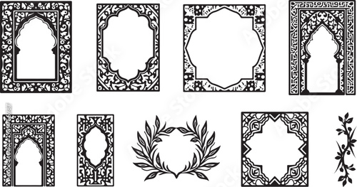 vector set of ornamental elements, pattern, vector, ornament, design, decoration, snowflake, art, illustration, seamless, snow, black, set, wallpaper, floral, vintage, winter, texture, decor, symbol, 