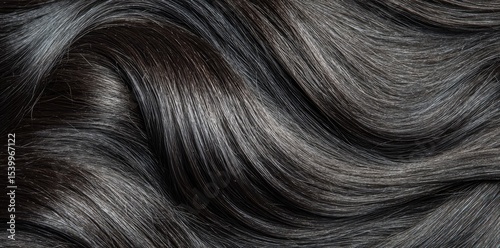 Close-up view of healthy, dark brown human hair.