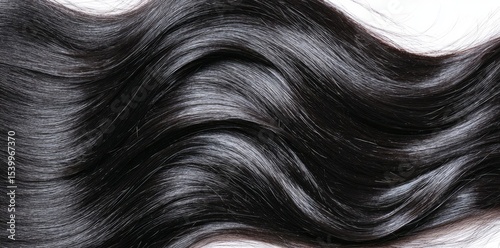 Close-up view of healthy, dark brown human hair.