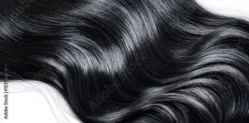 Close-up view of healthy, dark brown human hair.
