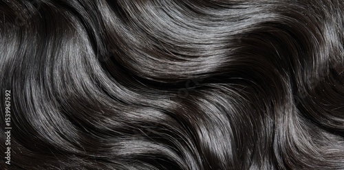 Close-up view of healthy, dark brown human hair.