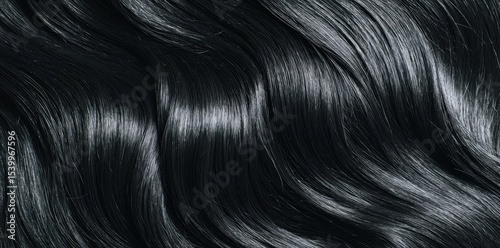 Close-up view of healthy, dark brown human hair.