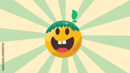 Smiling emoji wearing green pirate head wrap on radiant green background