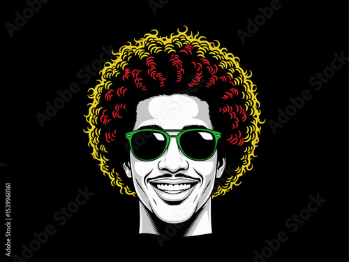 Afro man face vector, juneteenth vector, dreadlocks, afro hair male face