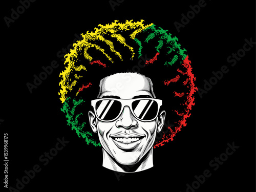 Afro man face vector, juneteenth vector, dreadlocks, afro hair male face