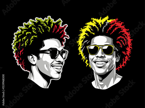 Afro hair set, african man, afro hair vector, juneteenth vector set, dreadlocks