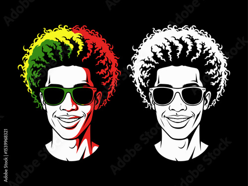 Afro hair set, african man, afro hair vector, juneteenth vector set, dreadlocks