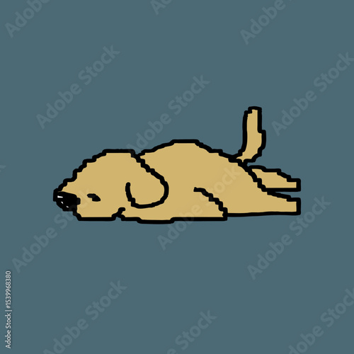 woof and drawn dog line illustration CMYK vector graphic