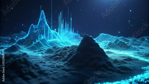 view of abstract blue digital background with data and light, digital world