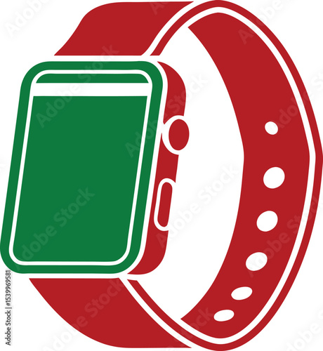 Abstract smartwatch with green screen display ideal for technological concepts