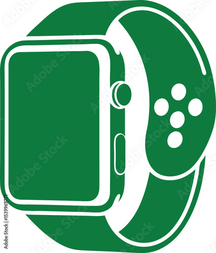 Modern green smartwatch vector illustration depicting ai technology on transparency
