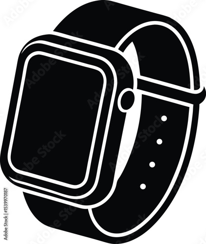 Abstract stylized smartwatch or health band silhouette with ai neural learning design