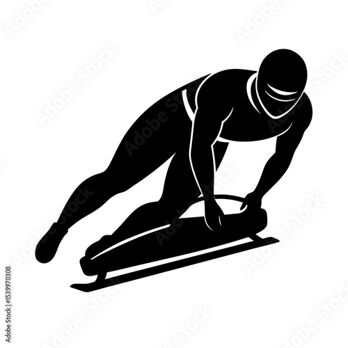 full body silhouette of bobsledder pushing sled   .svg