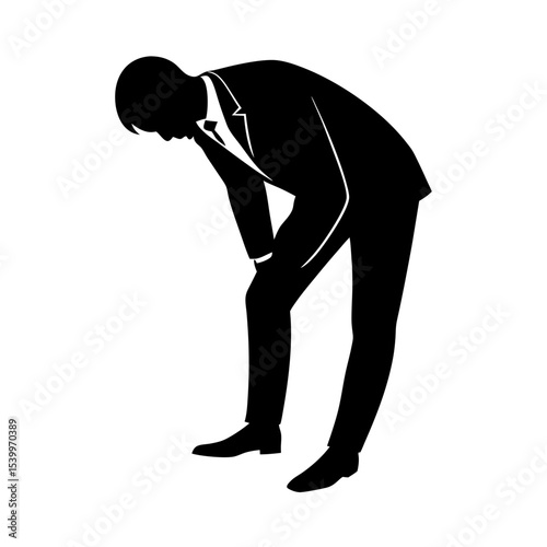 full body silhouette of business man bowing slight.svg