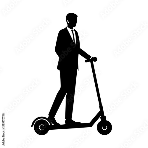 full body silhouette of business man riding electr.svg