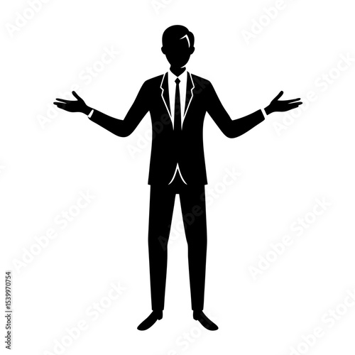 full body silhouette of business man shrugging in .svg