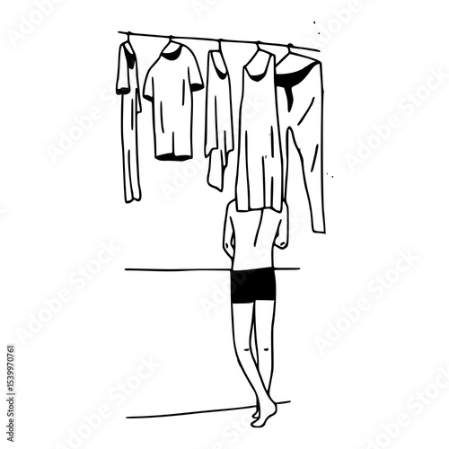 overwhelmed by wardrobe line art