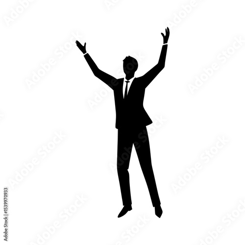 full body silhouette of business man throwing pape.svg