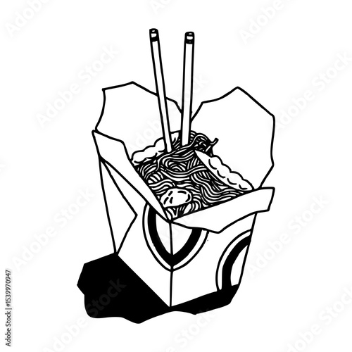 wok noodles in to-go container