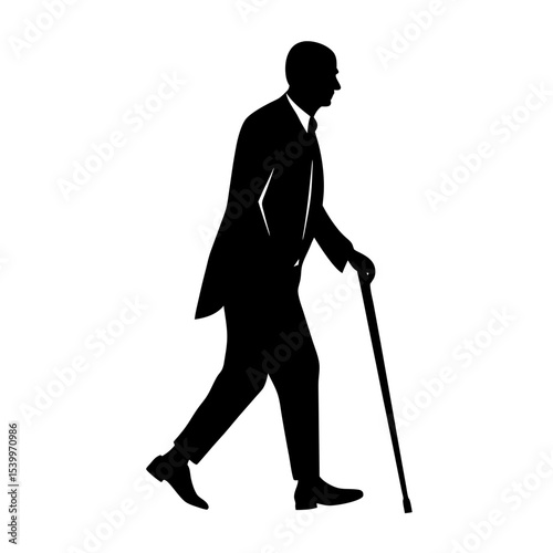 full body silhouette of business man walking with .svg